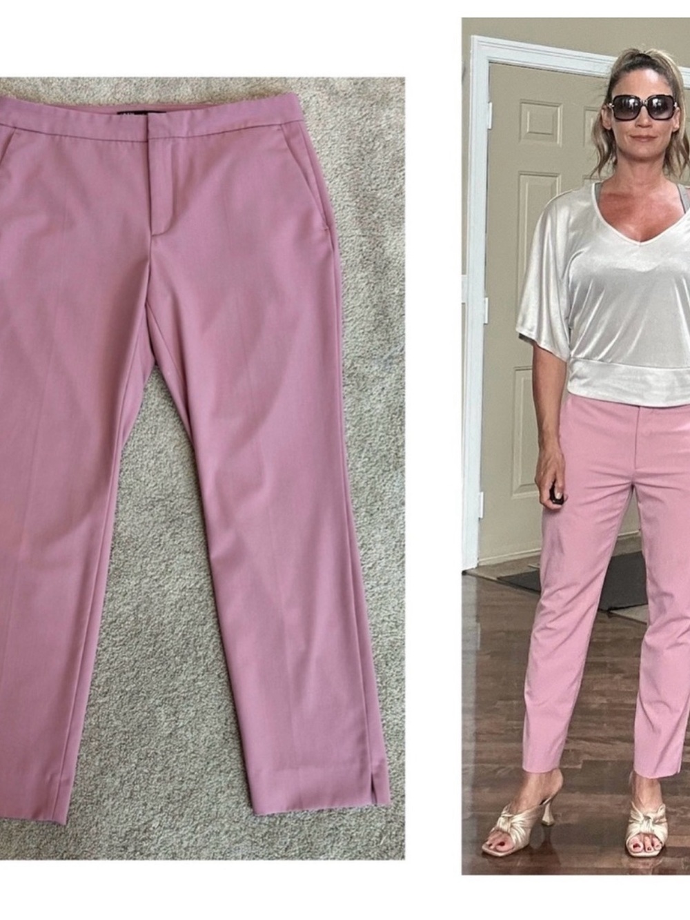 Zara mauve dusty rose pink Slim fit ankle pants Sz 8 pockets classic business